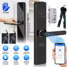 Smart Door Lock TTLock App Fingerprint Password RFID Card Remote Unlock 5-in-1 Keyless Entry for Home Office Apartment Security