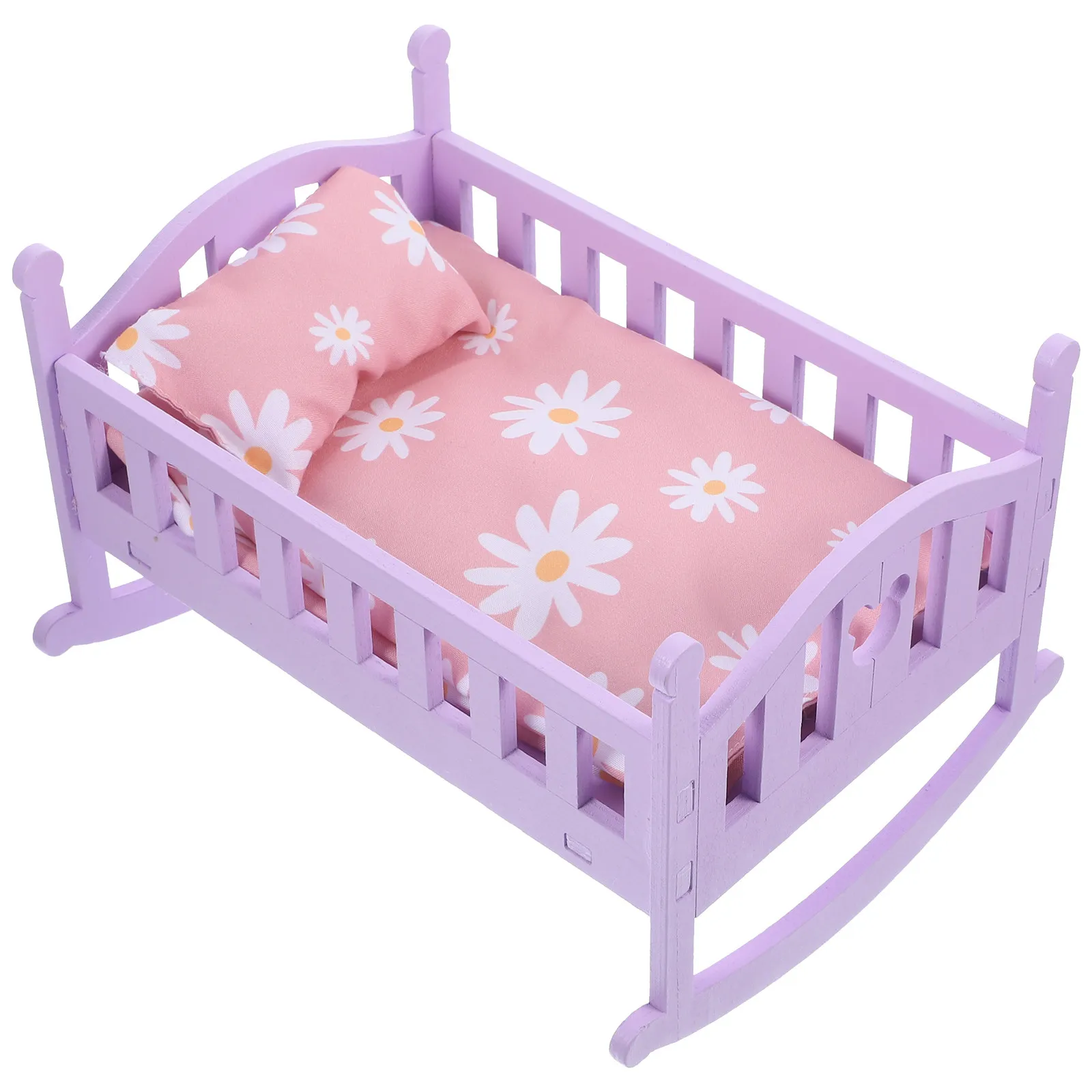 

1 комплект деревянной миниатюрной кроватки для кукольного домика: гладкие линии, устойчивая рама, натуральное дерево без запаха, матрас в комплекте, декор для мини-дома