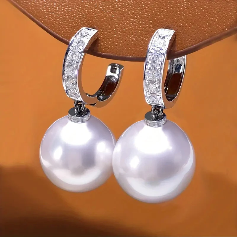

Huitan Simple and Elegant Round Imitation Pearl Dangle Earrings Women for Wedding Daily Wear Exquisite Drop Earrings Jewelry