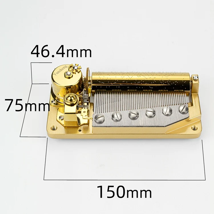Kotak Musik Mewah Berlapis Emas 50 Nada Musik Tahan Lama