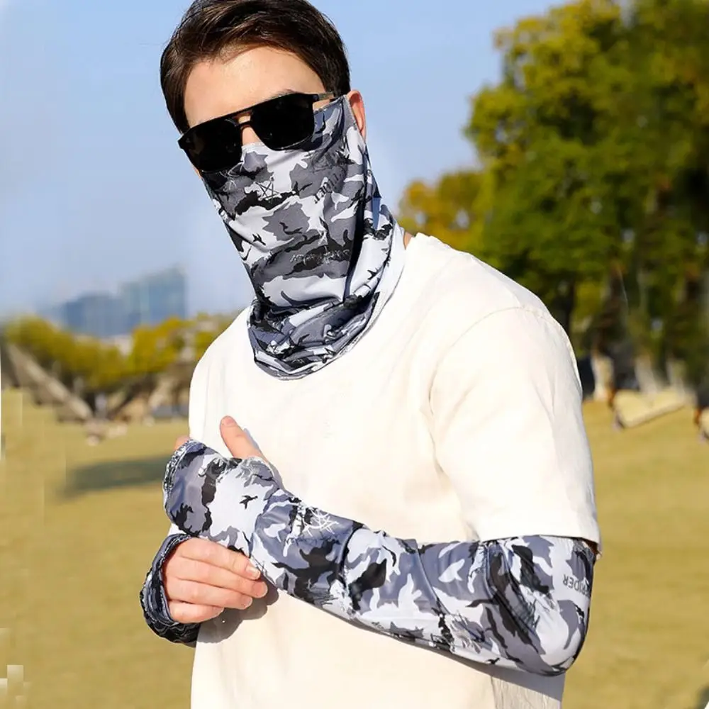 Solid Color Ice Silk Mask Face Cover Arm Cover Mountaineering Face Mask Summer Face Scarves Sun Proof Bib Sunscreen Face Scarf