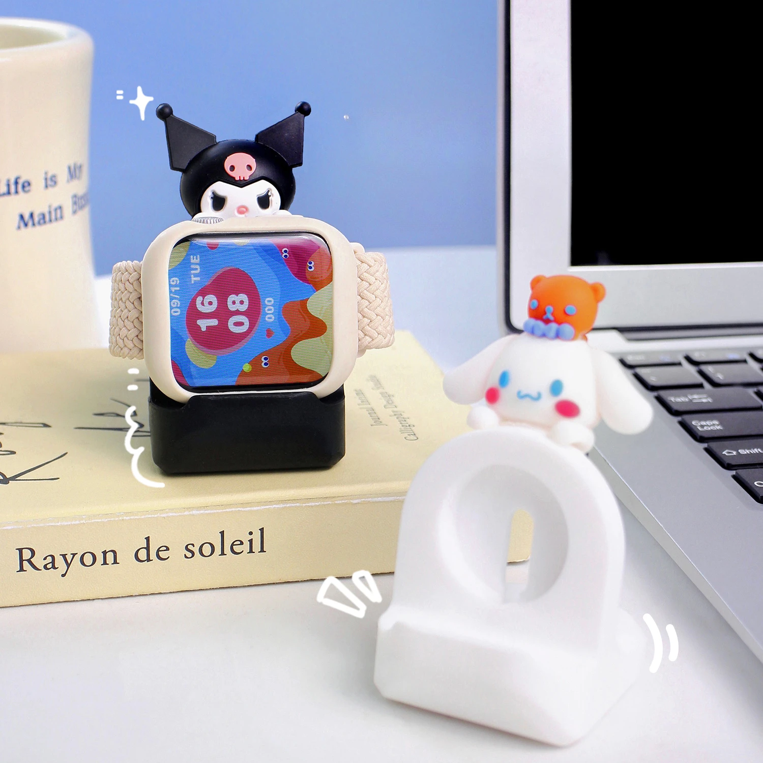 Support de beurre de dessin animé ultra mignon, Cinnamorolls Kawaii, Pochaccos, Kuromis, Convient pour Apple Watch, Base de chargement IWatch SE,