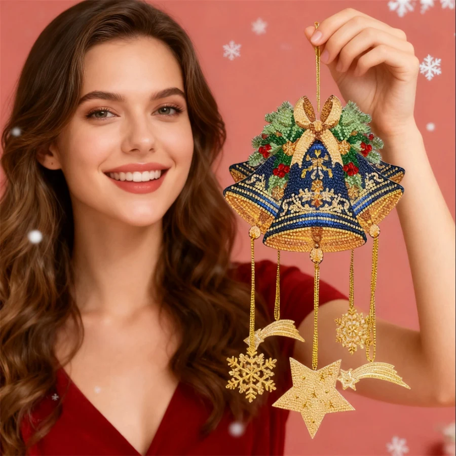 

2025 Рождественские колокольчики DIY Наборы бриллиантов DIY Хрустальные колокольчики Подвеска Комплект DIY Хрустальный колокольчик для декора окон