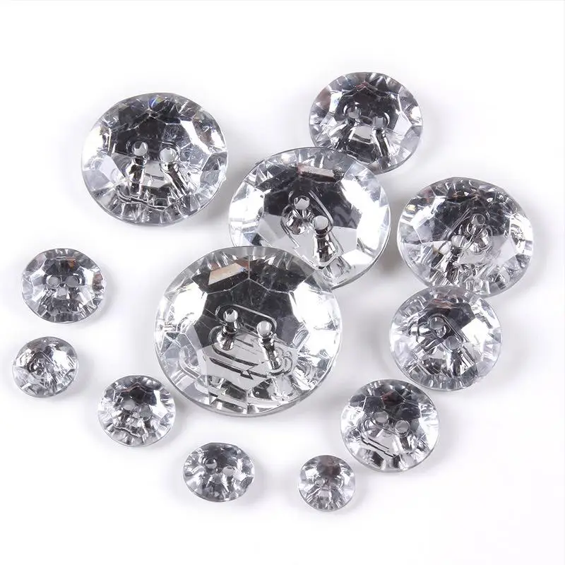 2-gaats ronde knopen kledingaccessoires knutselspullen strass steentjes handwerk kralen heldere kristallen knopen 100 stuks/lot