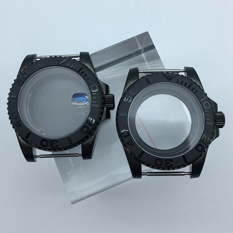 

Stainless Steel 40mm black yacht nh35watch case ceramic bezel sapphire glass for Seiko nh35 nh36 nh38 movement GMT II Master Mod