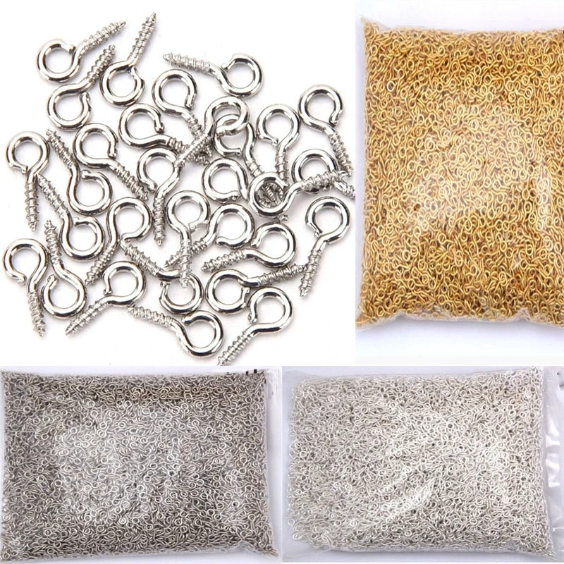 600 قطعة دبابيس عين صغيرة صغيرة لصنع المجوهرات المعلقات بها بنفسك النتائج مجوهرات اليدوية الفولاذ المقاوم للصدأ المسمار عيون الخيوط هوك #6