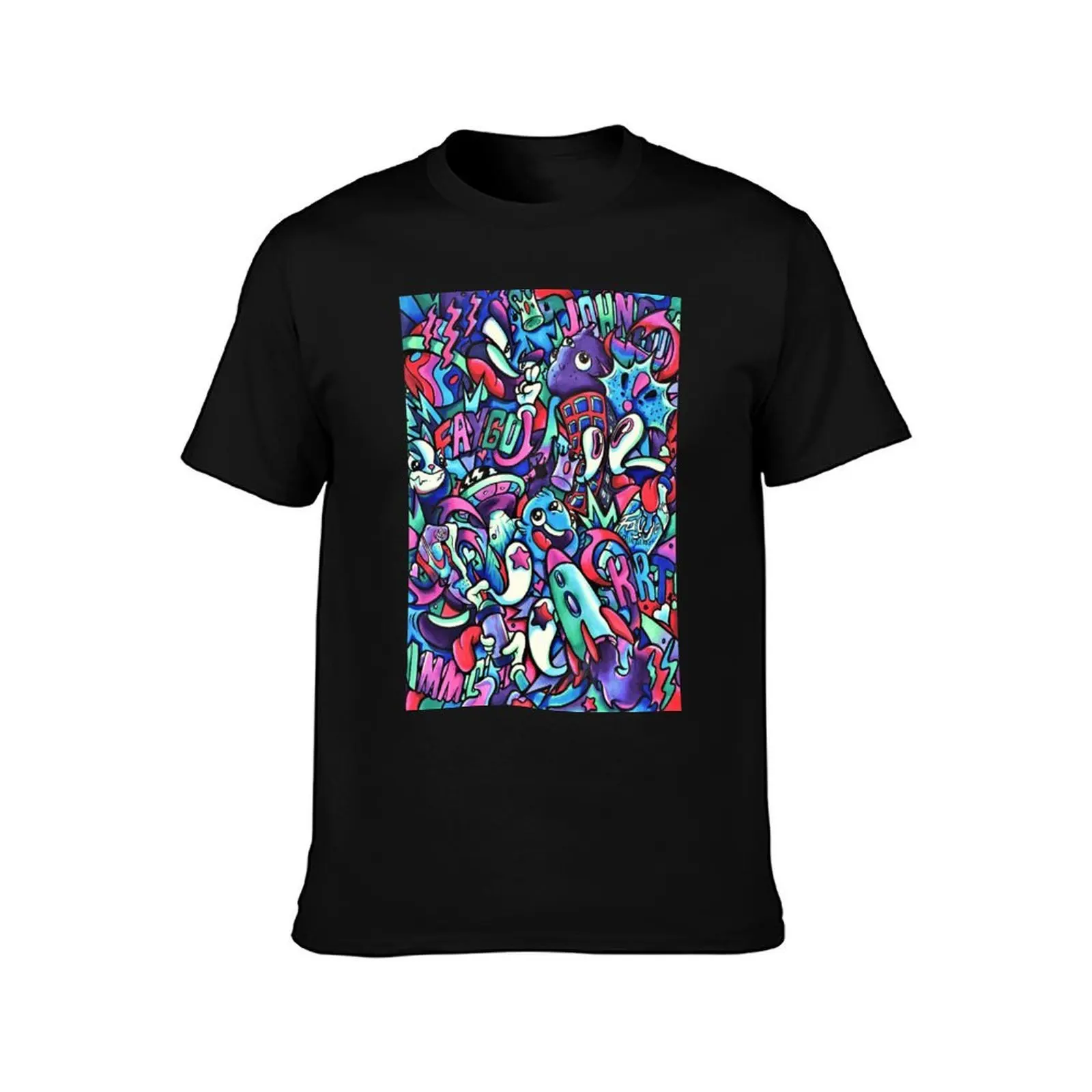 F A Y G O // Copic Marker Doodle T-Shirt Summer Casual Cotton Tee Oversized Streetwear Tops Vintage Graphic Print