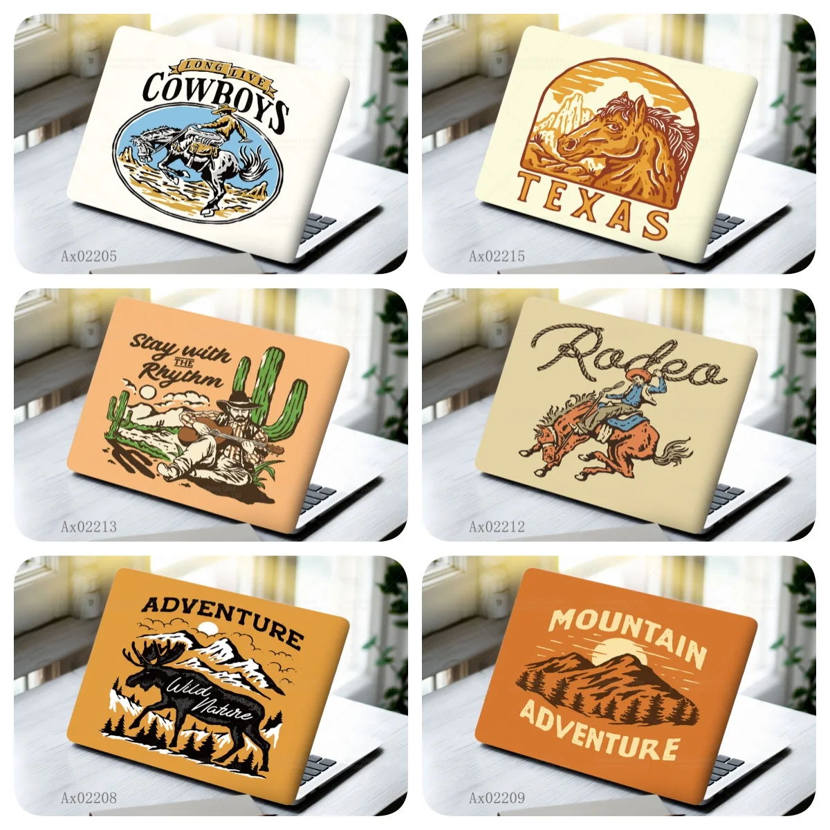 

2 Pcs Retro Wild Nature Moose Laptop Stickers Self-Adhesive Cactus Removable Laptop Covers for MacBook Notebook Protective Skins