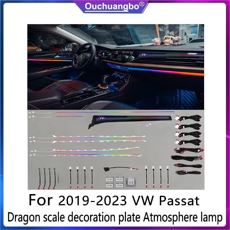 

Ouchuangbo атмосферная лампа для VW Passat CC B8 2019-2023 окружающей среды, 256 цветов, шкала дракона, внутреннее украшение автомобиля