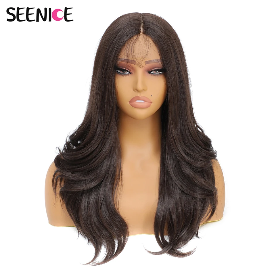 22“ Synthetic Lace Front Wigs 13X4X1 Body Wave Natural Ombre Blonde Brown Cosplay T-Part Lace Wig With Baby Hair For Black Women