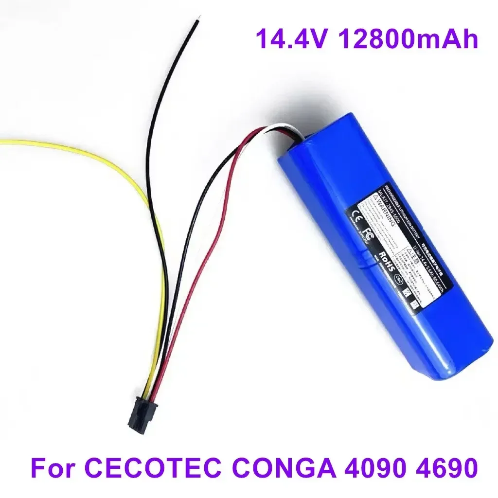 

New 12800MAH Li-ion Battery For CECOTEC CONGA 4090 4690 Robot Vacuum Cleaner 14.4V 14.8V 18650