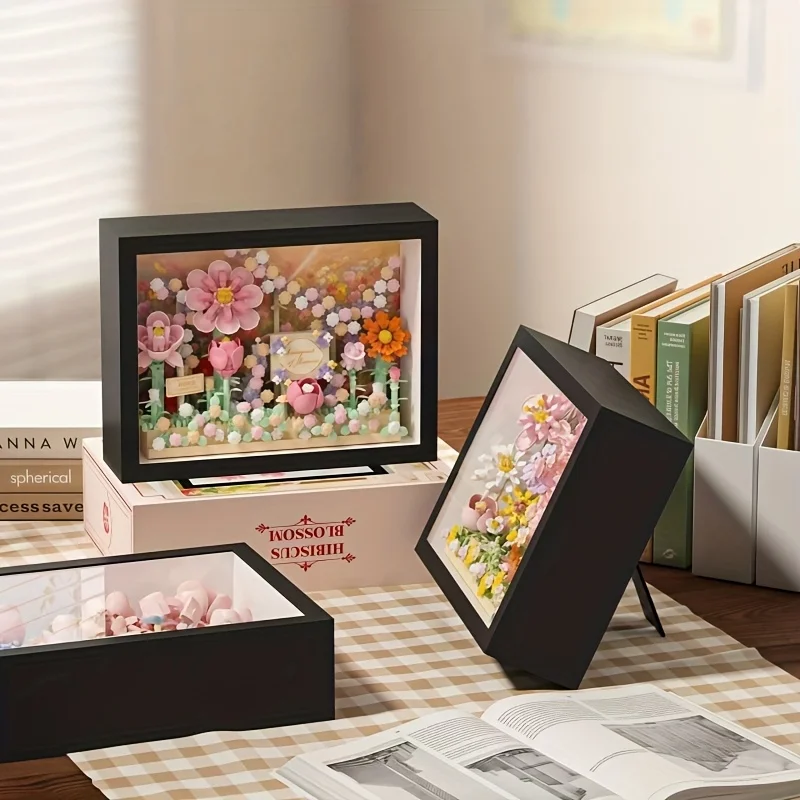 Zestaw do składania kwiatowego drzewka życzeń - Miękkie i żywe kolory, łodygi kwiatowe z kwiatami, kształt serca