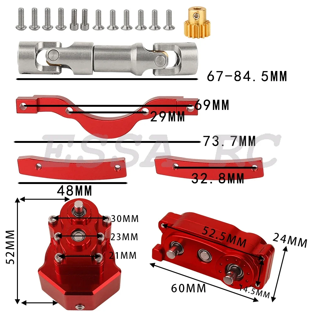 Prefixal Gearbox Transfer Case Front Motor Transmission for 1/10 RC Crawler Car Axial SCX10 & SCX10 II Upgrade Parts