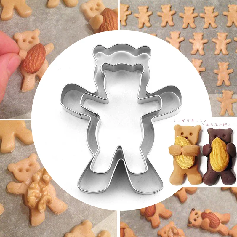 

Bear Shape Biscuit Cookie Cutter Moulds Stainless Steel Long Arm Hug Bear Biscuits Molds Nut Cake Pastry Dessert Cookie Tools