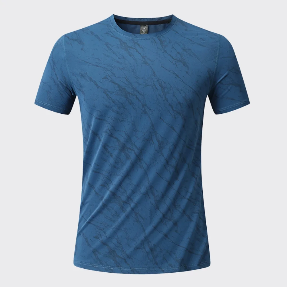 Summer Men's Quick-Dry Fitness T-Shirt Short Sleeve Male Gym Fitness Sports Elastic Tops Man Running Bodybuilding Sweatshi Tee view 2