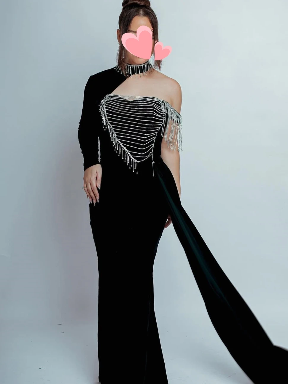 

Oisslec Prom Dress Elegant Vintage Sexy Black Crystal One Shoulder New Customized Formal Occasion Prom Dress Evening Party Gowns