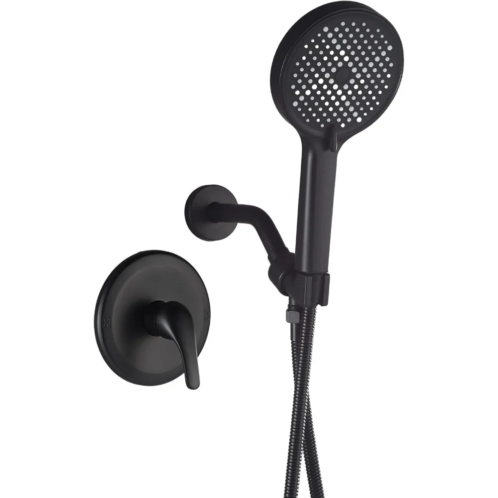 

Black High-Pressure Shower Set with 5.1 Inch Shower Head and Faucet Trim Kit