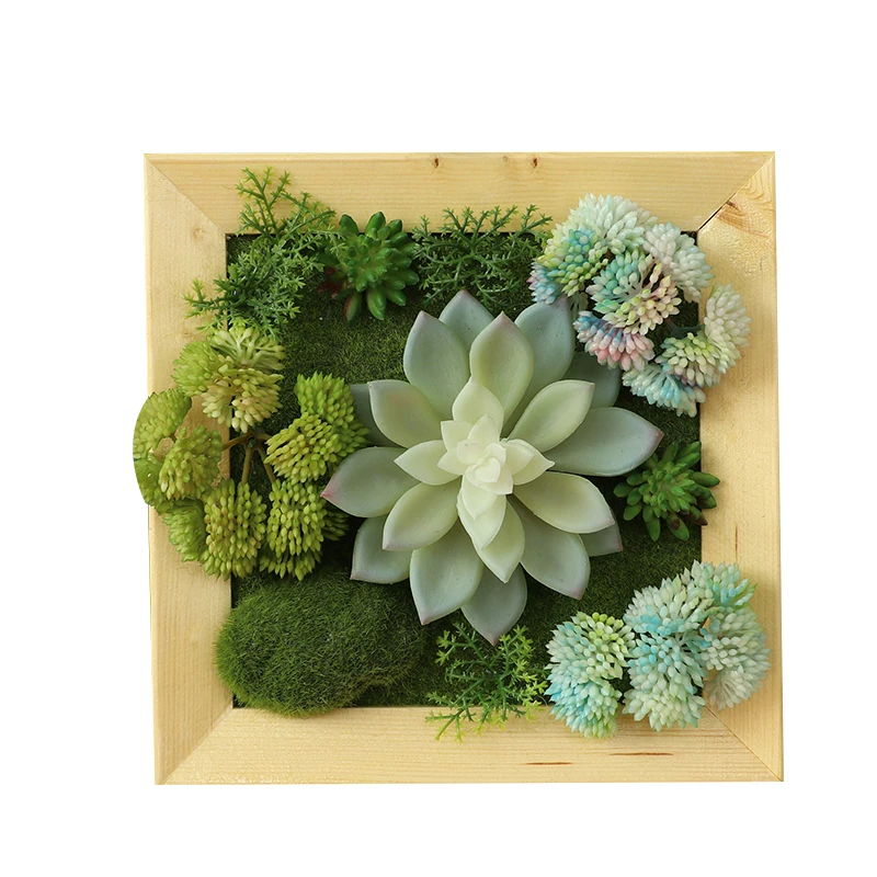 

QJJ Wall Hanging Plant Decoration Green Solid Wood Wall Background Wall Deer Head Simulation Succulent Wall Hanging Decoration