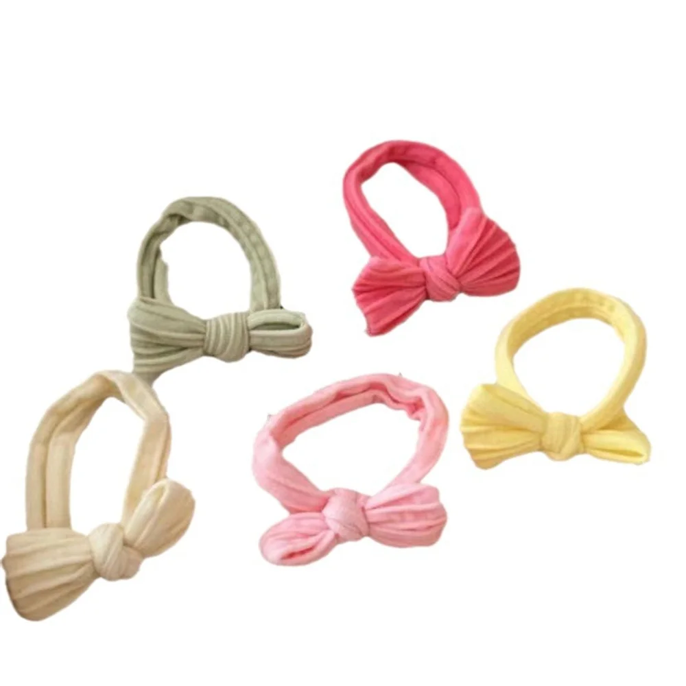 5 sztuk/zestaw koreański śliczny Bowknot elastyczna gumka do włosów jednokolorowe gumki do włosów kucyk Holder nie szkodzi pierścionek do włosów nakrycia głowy dla dzieci — zdjęcie 2