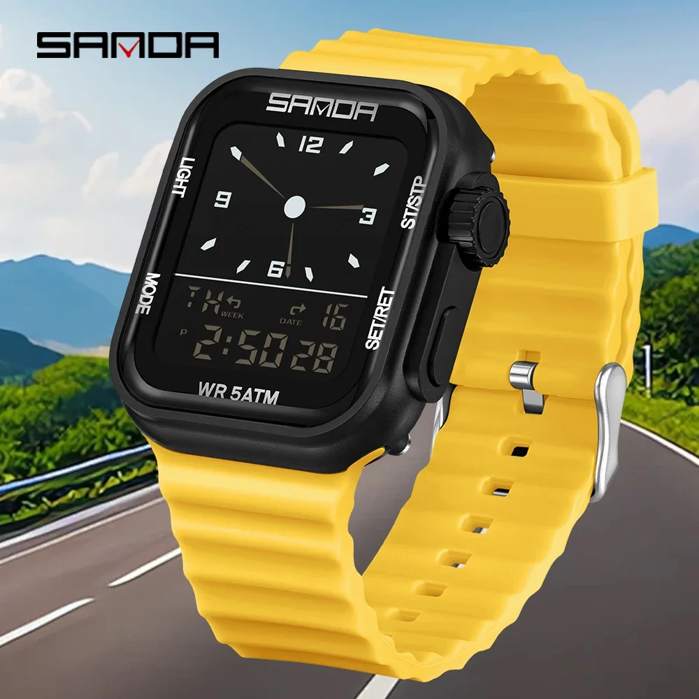 SANDA 9510 Outdoor Sports Men's Electronic Watch Multi functional Alarm Clock Countdown Night Light Men's Digital Watch