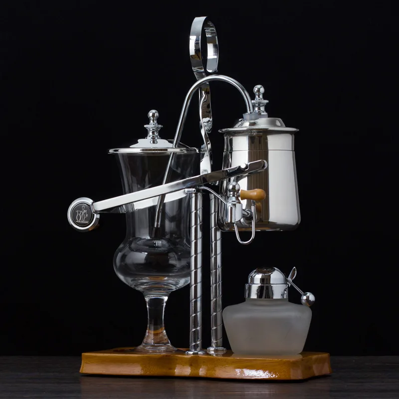 Silver Gold Belgian Luxury Siphon Coffee Machine Vintage Royal Balanced Siphon Brewer Easy to Operate Coffee Machine