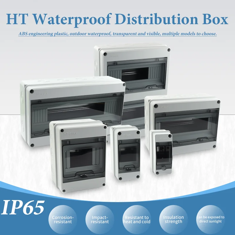 

IP65 HT-5/8/12/15/18/24 ABS Plastic Outdoor Waterproof Distribution Box Open Mounted Rainproof Dustproof Electrical Junction Box