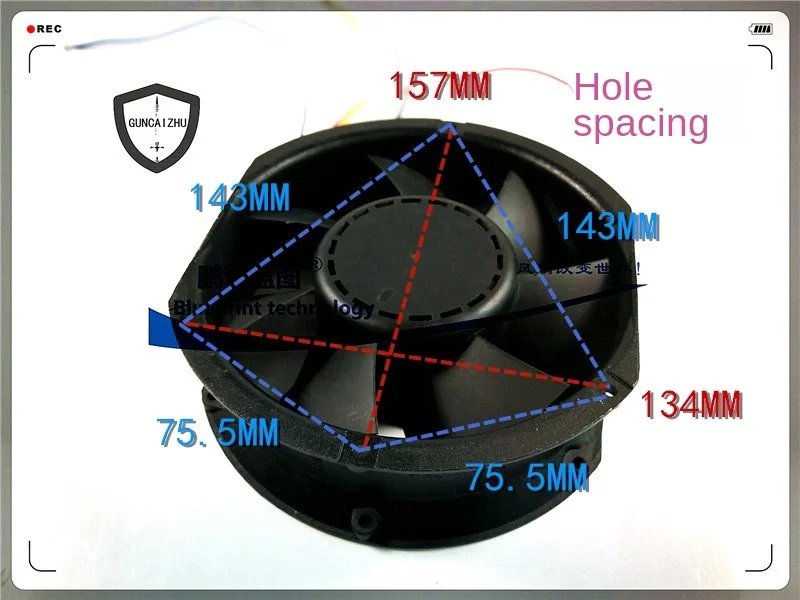 Guncaizhu Oval 152*172 * 52MM 17251 12V Double Ball PWM Temperature Control Cooling Fan