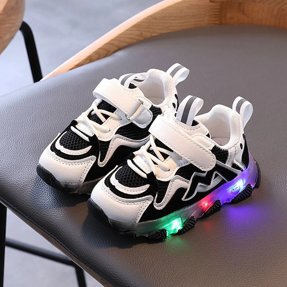

1Pair Bright Light Sneakers Black Creative Glowing Sole Shoes Non-Slip Active Kids Running Shoes Outdoor Playground Wear All