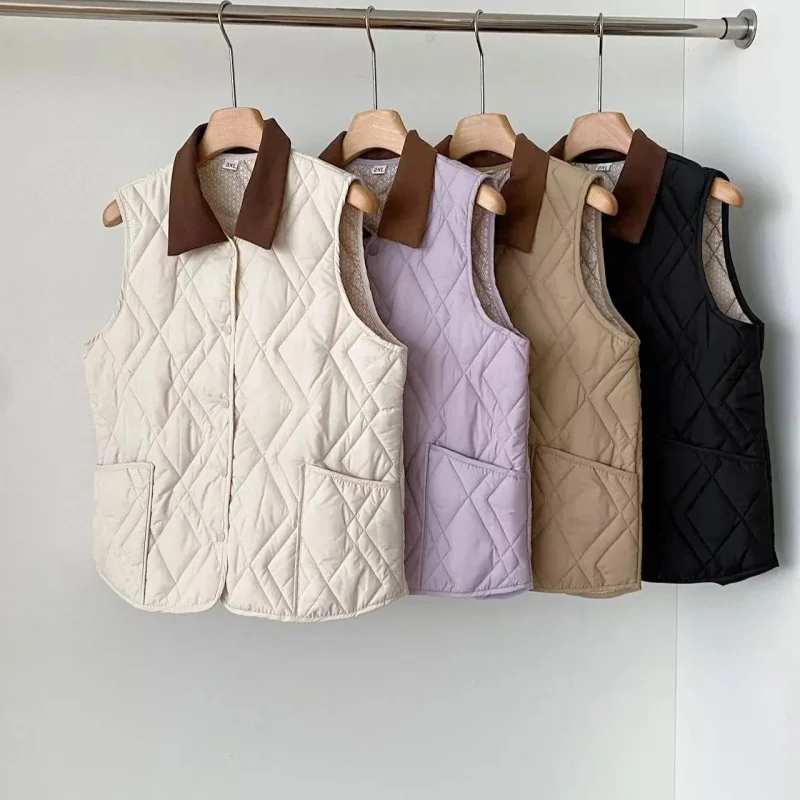 Women's Lightweight Vest Jacket, Loose Casual Versatile Spring Autumn And Winter Warm Cotton Padded Coat Sleeveless Top w1667