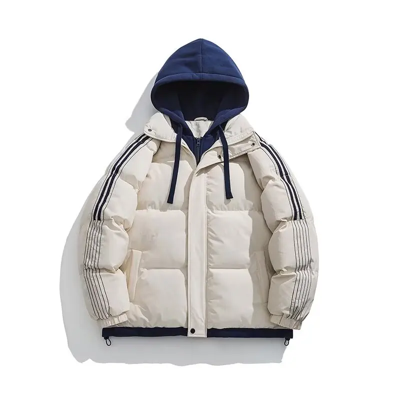 Winter Men\'s Warm Coat Korean Women\'s Blue Hoodie Jacket Harajuku High Street Zipper Coat High Quality Hot Selling Men Clothes