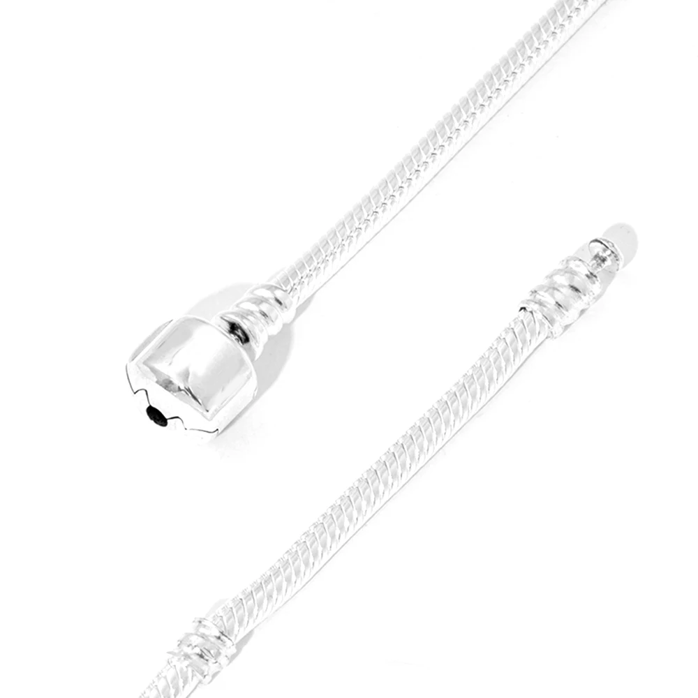 Classic 925 Sterling Silver Moments Snake Chain Bracelets fit Charm Beads DIY Jewelry Romantic New Year Valentine's Day Gift