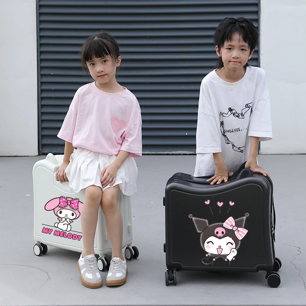 Cartoon Sanrioed 20 pollici Trolley Case Hello Kitty Cinnamoroll Anime Kuromi Melody valigia Mute Universal Wheel Student Travel