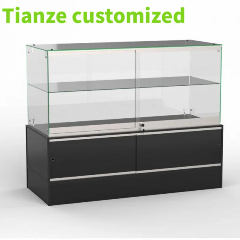 

(customized)Frameless Glass Display with Storage Cabinet Lockable Display Counter Glass Showcase Jewelry