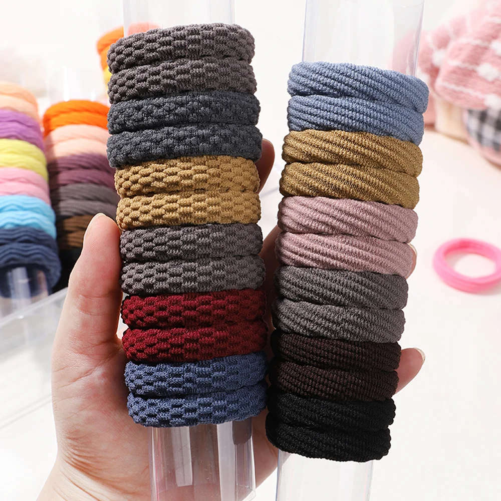 12PCS Basic Hairband Hair Rope for WomenThicken Anti Breaking Ponytail Holders Rubber Band Elastic Hairtie Girl Hair Accessories