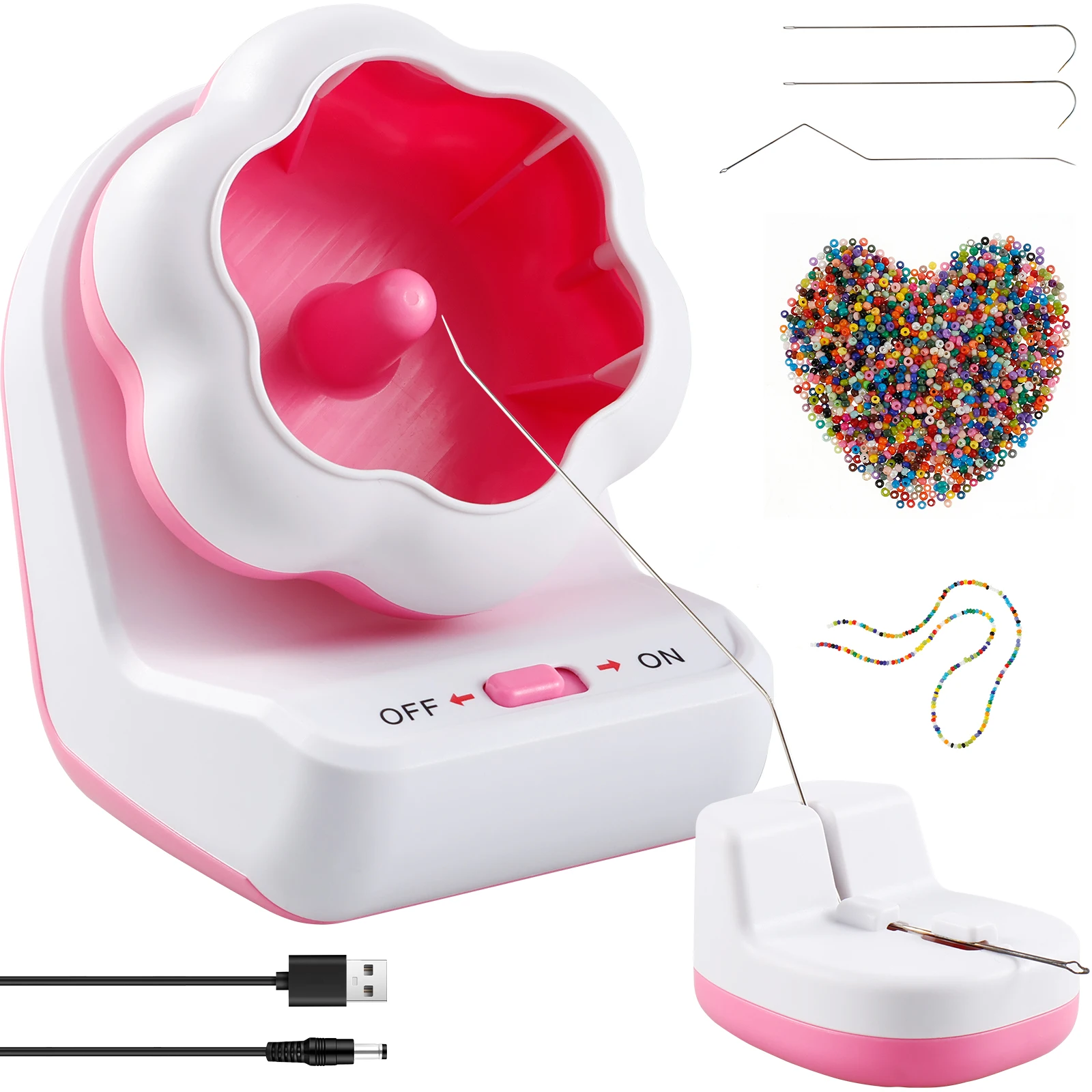 

Электрический станок для нанизывания бусин с основанием, автоматический станок для нанизывания глиняных бусин с 2 иглами, быстрый станок для изготовления украшений