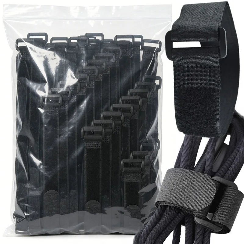 Reusable Hook and Loop Nylon Cable Ties Adjustable Wire Fastener Wrapping Cinch Straps Securing Cable Cord Management Organizer