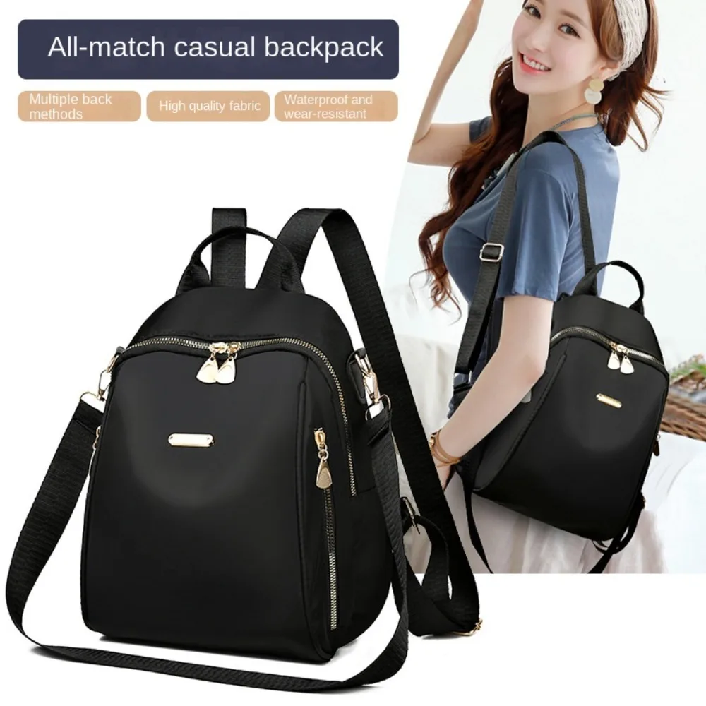 Lightweight School Bags New Black Large Capacity Travel Backpack Oxford Cloth Shoulder Bag College Student