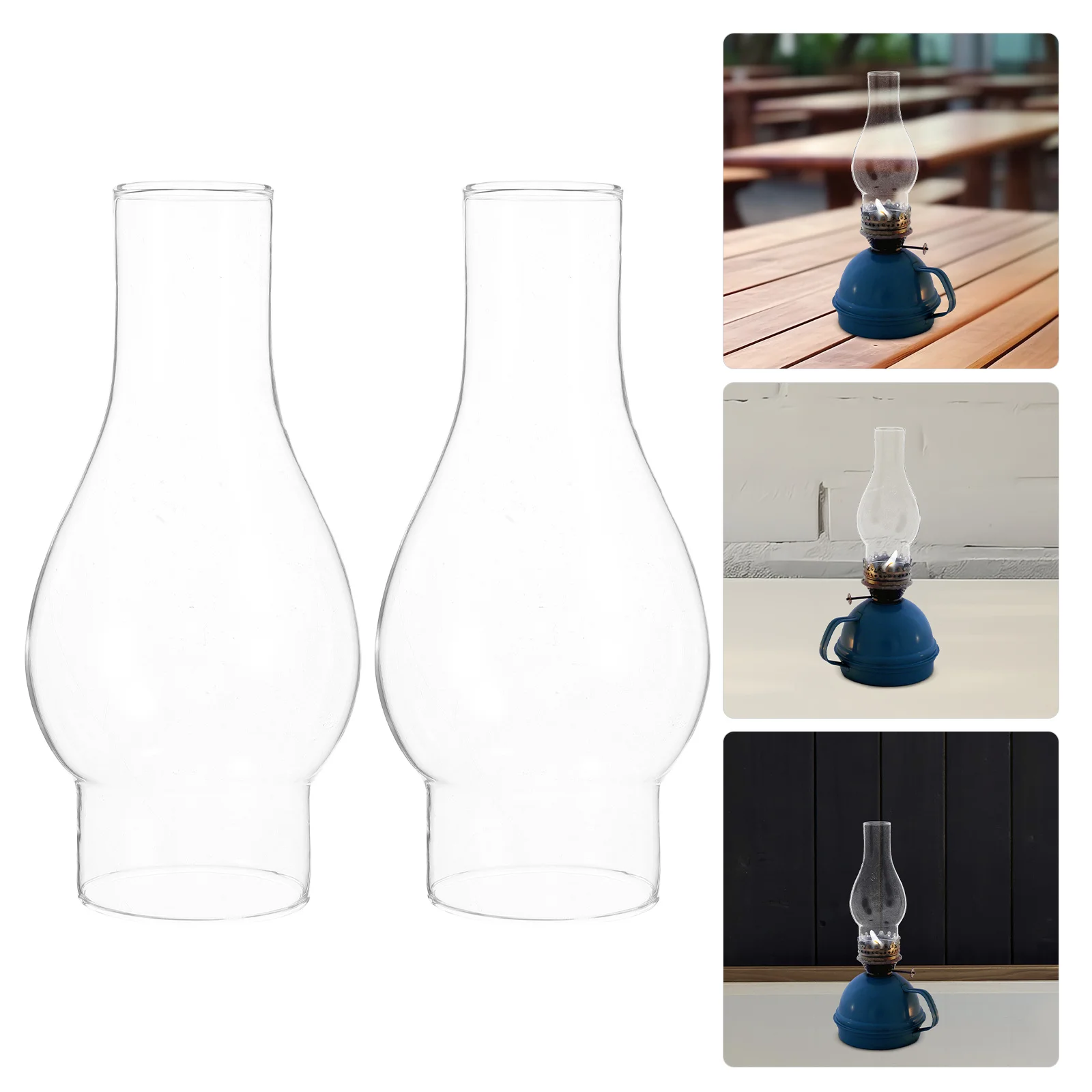 

2 Pcs Lamp Shade Glass Replacement Lampshade for Oil with Chimney Clear Replacements