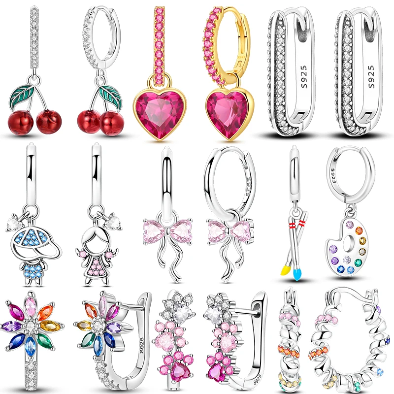 

Women Hoop Earrings 2025New 925 Sterling Silver Sweet Cherry Earring Wedding Engagement For Girlfriend Wife Birthday Gift