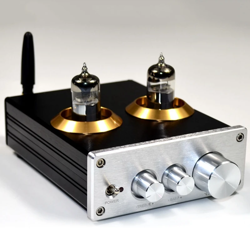 Imagem -04 - Buffer Hifi Tube Preamp Amplificador Pré-amplificador Estéreo Treble Ajuste de Tom Baixo Prata Bluetooth 4.2 6j5