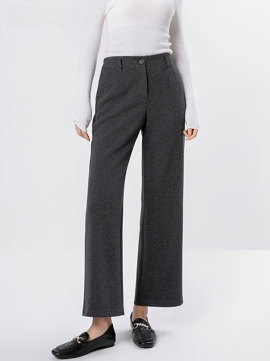 Women's Wide Leg Suit Pants Knitted Straight Cut Drapey Loose Casual Long Knit Trousers Autumn Winter New Sle POTHS