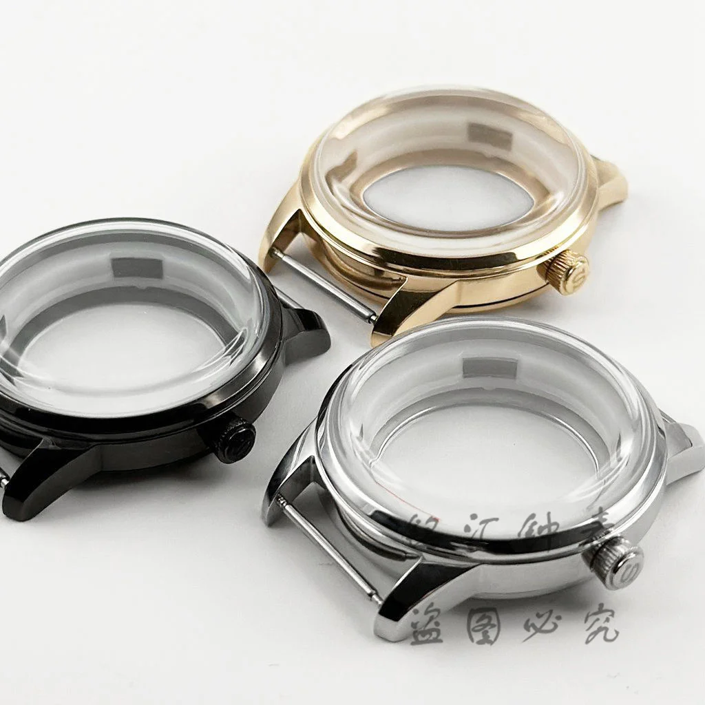 40mm Stainless Steel Silver Rose Gold Black Cocktails Arched Glass Watch Case Fit NH35 NH36 7S26 7S36 4R35 4R36 Movement