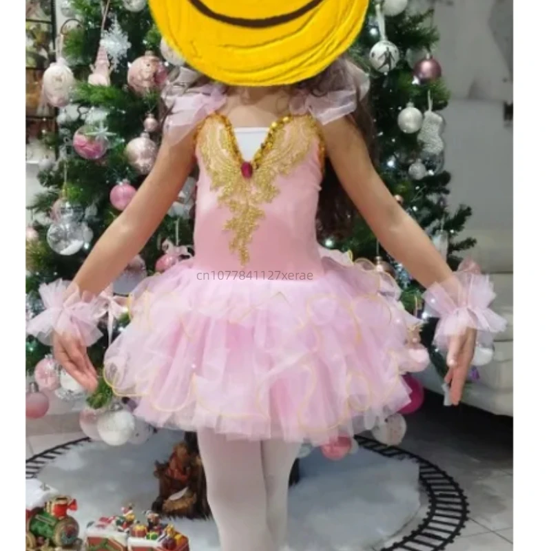 子供バレエダンスドレス、女の子白鳥祭りパフォーマンス衣装、新しいソフトガーゼプリンセスドレスふわふわパフォーマンス