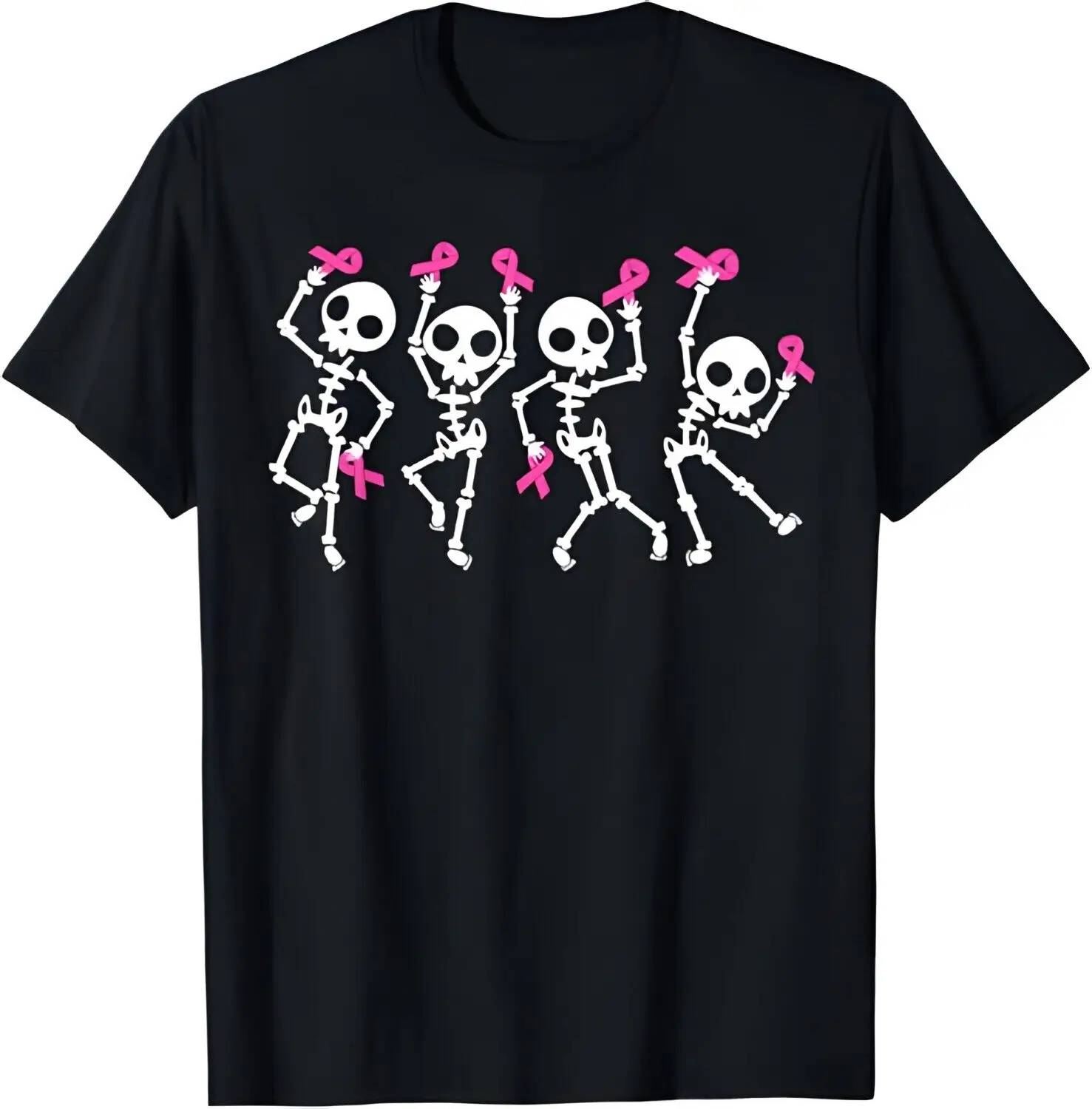 Pink Ribbon Breast Cancer Awareness Skeleton Women Men T-Shirt