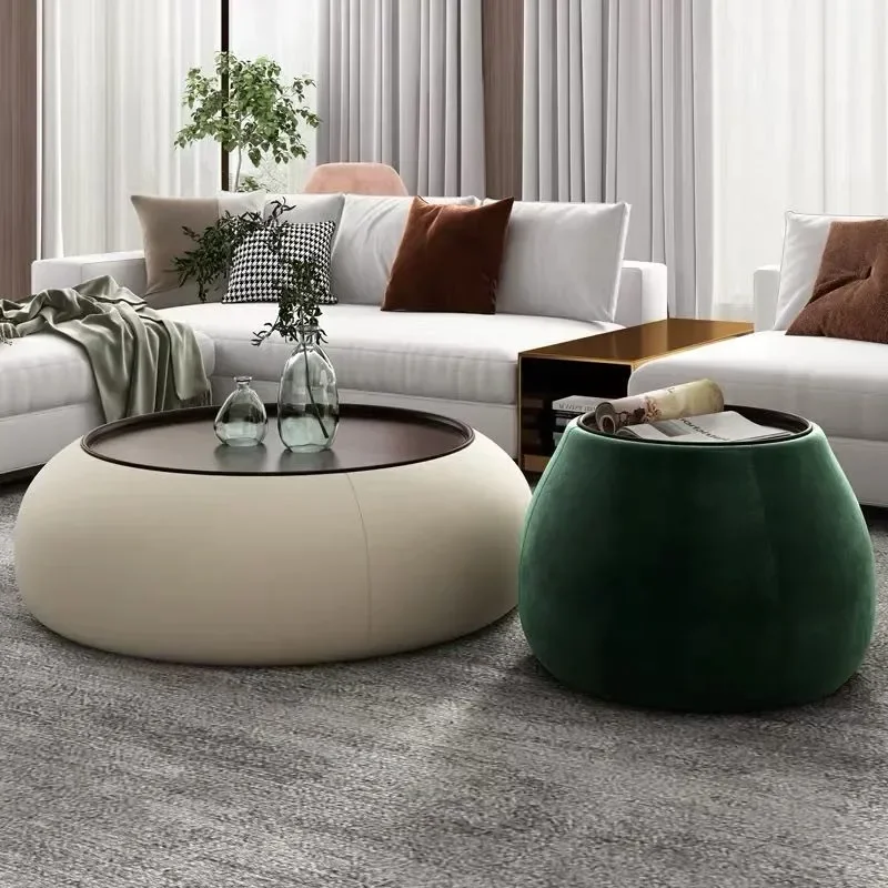 Italian Modern Minimalist Circular Multifunctional Storage Coffee Table, Nordic Small Unit Decoration