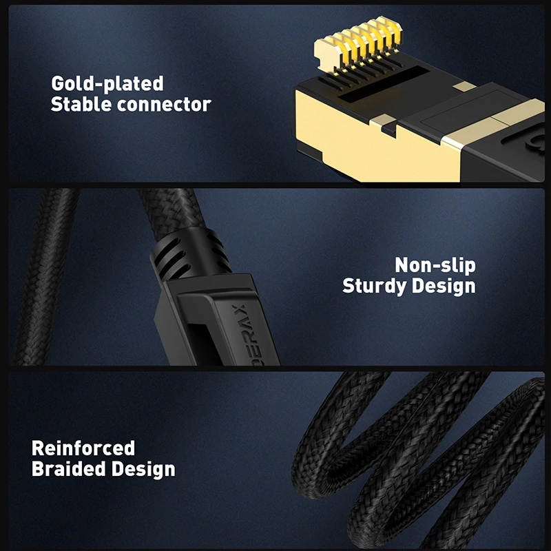 ZoeRax Cat8 كابل إيثرنت 0.3-30 متر 40 جيجابت في الثانية 2000 ميجا هرتز RJ45 CAT8 شبكة النايلون مضفر الإنترنت Lan الحبل لأجهزة الكمبيوتر المحمول PS 5/4 راوتر #2