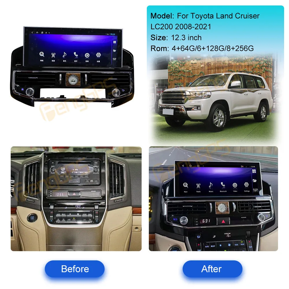 For Toyota Land Cruiser LC200 2008 - 2021 Android Car Radio 2Din Stereo Receiver Autoradio Multimedia Player GPS Navi Head Unit