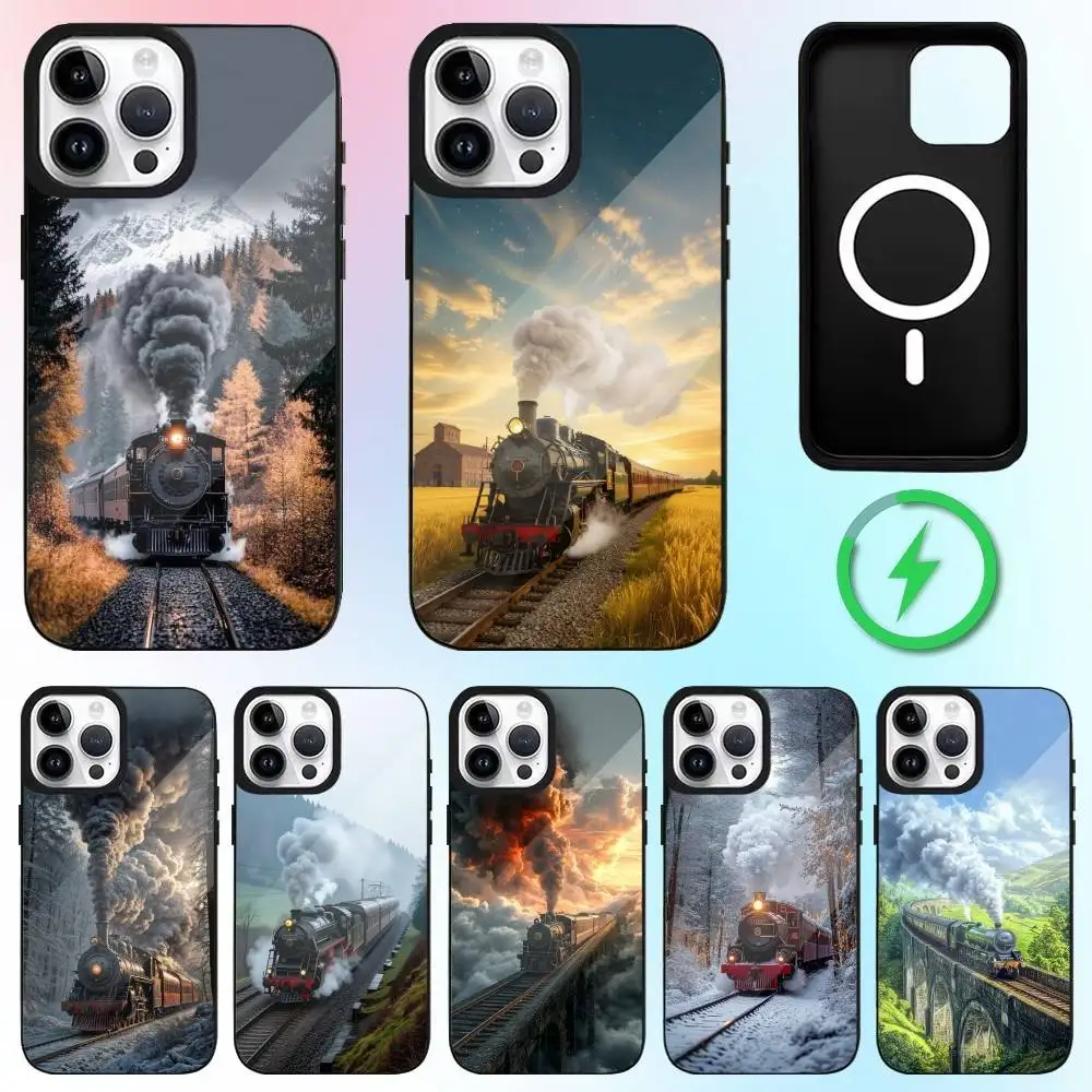 

Classic Steam Train Phone Case For iPhone17,16,15,14,13,12,11 Plus,Pro Max Magnetic Magsafe Wireless Charging