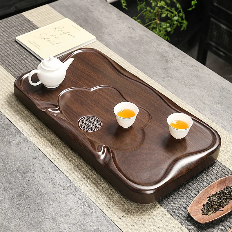 

Bamboo and wood tea tray Household whole black sandalwood grain set tray Heyun drainage medium and small table