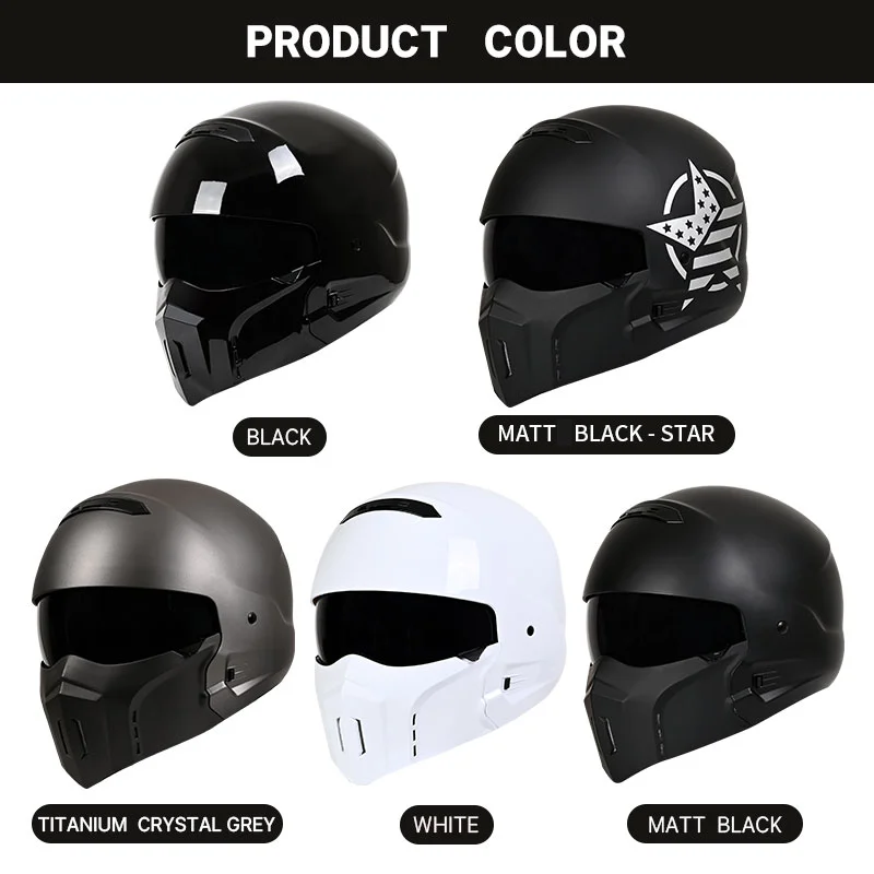 Cascos de moto de escorpión aprobado por DOT, cascos de cara completa con lente negra para hombres, protector extraíble, cascos modulares de talla